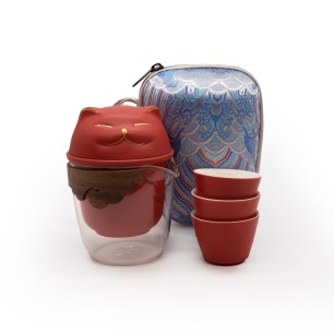 Набор красный "Кот" на 3 персоны